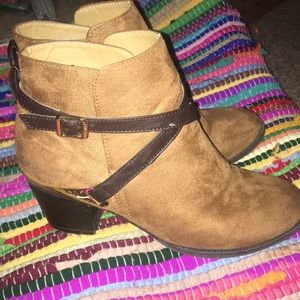 Tan booties with fun details!